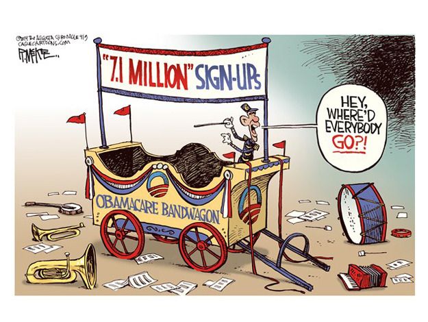 Obama cartoon Obamacare signups