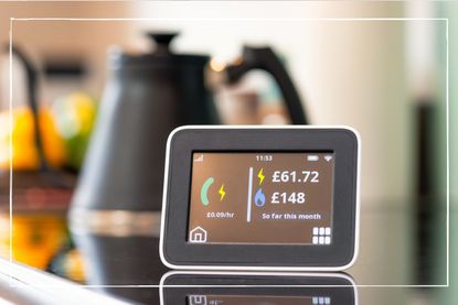 Smart meter in-home-display unit in kitchen on counter top
