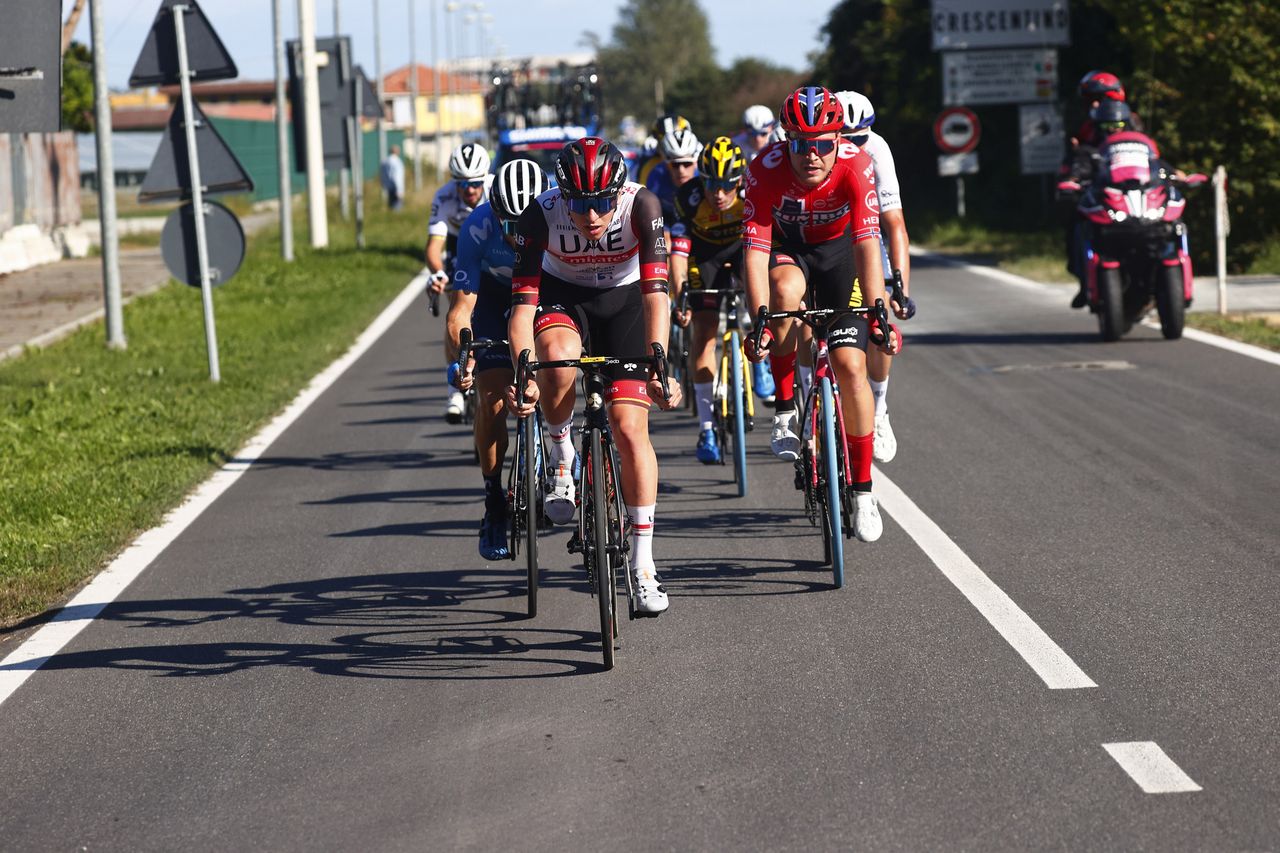 Milano Torino 2021 102nd Edition Magenta Torino Superga 190 km 06102021 Tadej Pogacar SLO UAE Team Emirates Dario Cataldo ITA Movistar Team Tobias SFoss NOR Jumbo Visma photo Luca BettiniBettiniPhoto2021