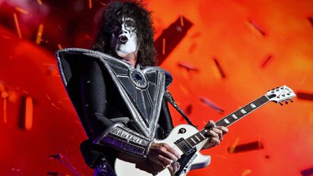 Tommy Thayer of KISS performs onstage during the Tribeca Festival screening of "Biography: KISStory" at Battery Park on June 11, 2021 in New York City.