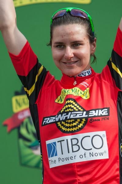 Megan Guarnier (TIBCO) shows off her most aggressive rider jersey.