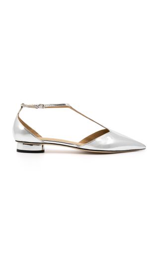 Gisele Metallic Vegan-Leather T-Strap Flats