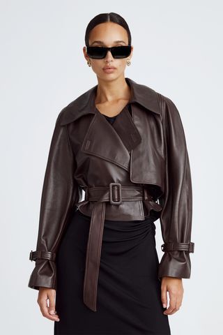 Nour Hammour Hatti Cropped Leather Jacket