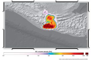 On June 3, the European Space Agency's Copernicus Sentinel-5P satellite measured sulphur dioxide in the plume spewing from the Fuego volcano in Guatemala.