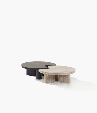 Milan Design WEek Poliform Ernest set of two coffee tables in cream and black marble
