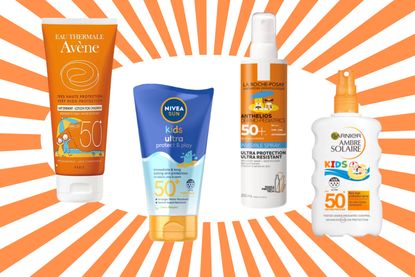 A collage of the best sunscreen for kids