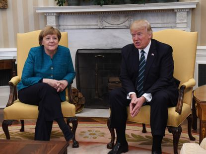 Angela Merkel and President Trump. 