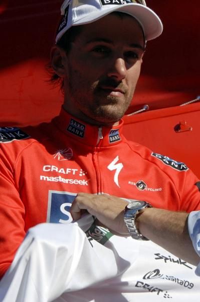 Cancellara dons the white jersey.
