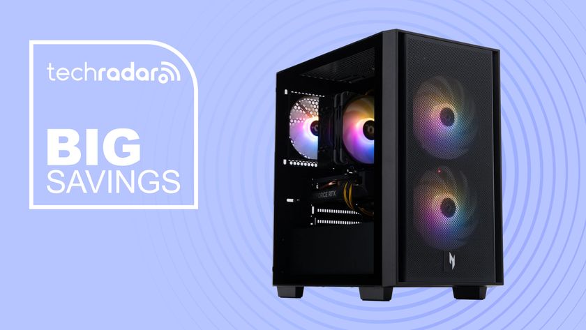 Acer Nitro 60 gaming PC on purple background with big savings text overlay