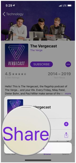 Apple Podcasts Show Browse Share Menu