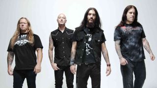 Machine Head posing for a photograph in 2011