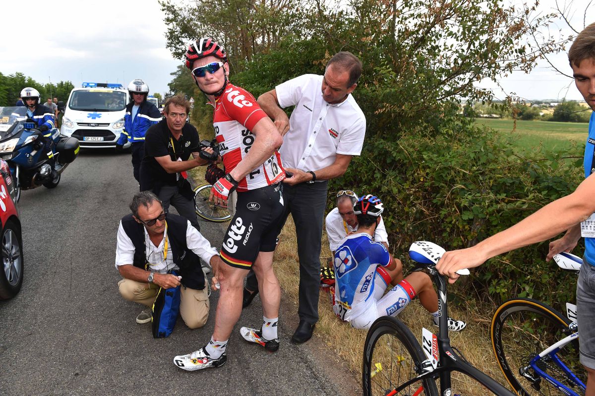 Greipel and Morabito crashed early in stage 14