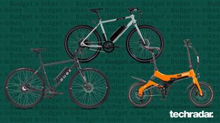 The best cheap e-bikes on a green background