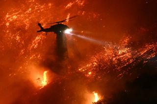 An aerial view of the LA fires