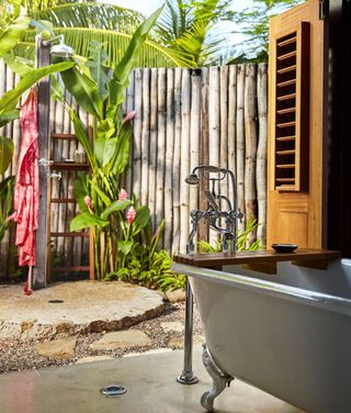 A paradise island outdoor bathroom