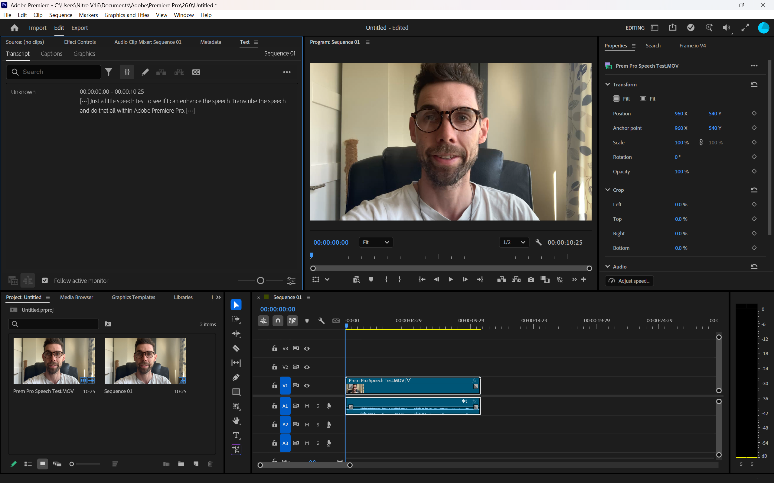 Premiere Pro - Speech Transcribe
