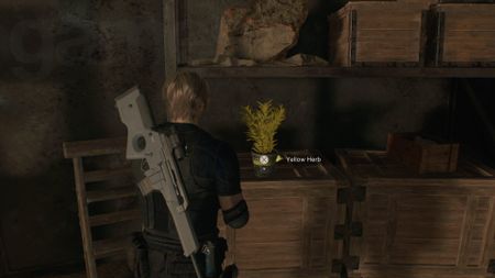 Resident Evil 4 Remake Yellow Herb in amber storeroom