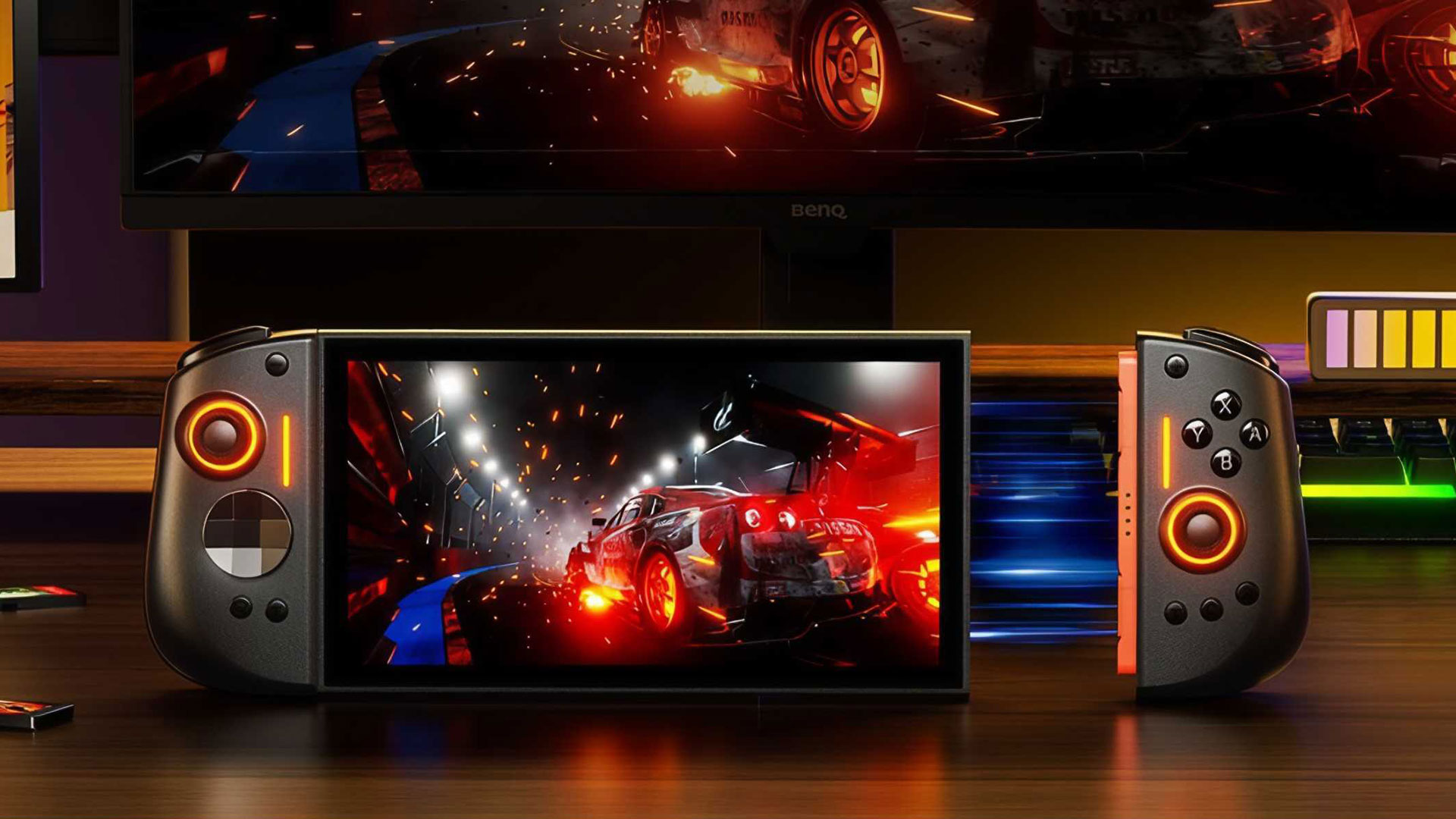 NYXI Hyperion 3 press image demonstrating the magnetic attachment of the right controller on a Switch 2 console