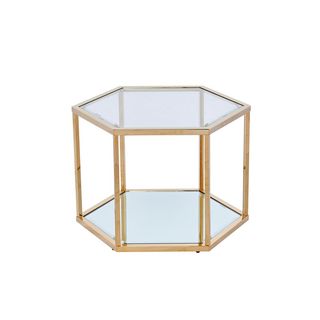 modern hexagon coffee table with gold legs