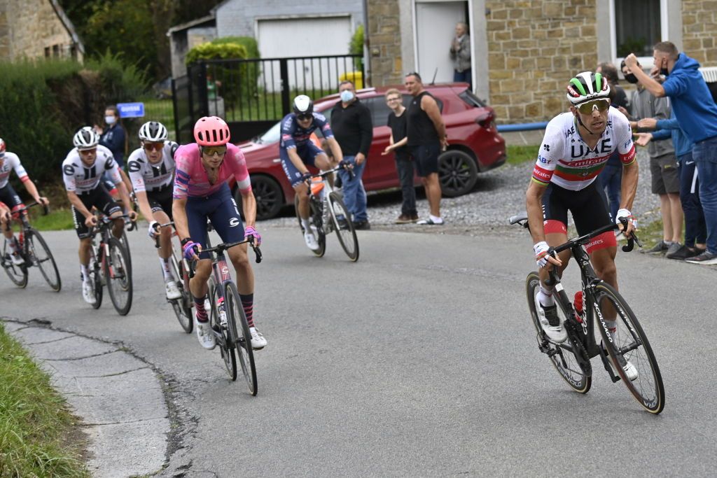 Portuguese Rui Costa of UAE Team Emirates pictured in action during the 84th edition of the mens race of La Fleche Wallonne a one day cycling race Waalse Pijl Walloon Arrow 220km from Ans to Huy Wednesday 30 September 2020 This years edition was postponed from April to September due to the ongoing Coronavirus crisisBELGA PHOTO ERIC LALMAND Photo by ERIC LALMANDBELGA MAGAFP via Getty Images