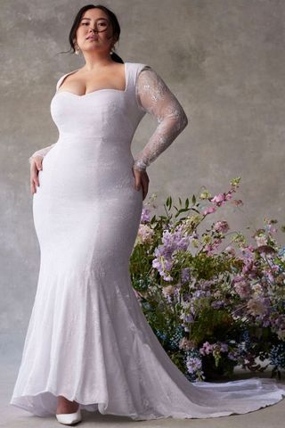 Bridal by ELOQUII Strong Shoulder Lace Gown