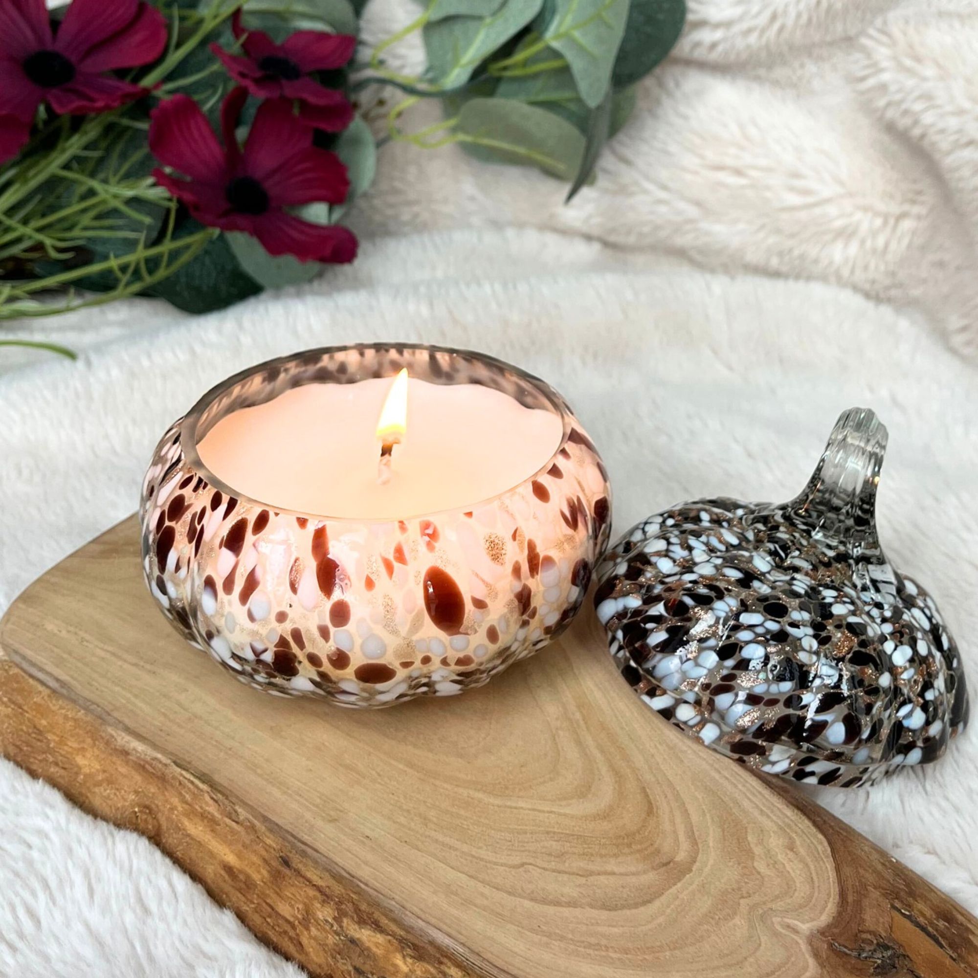 glass pumpkin candle Next