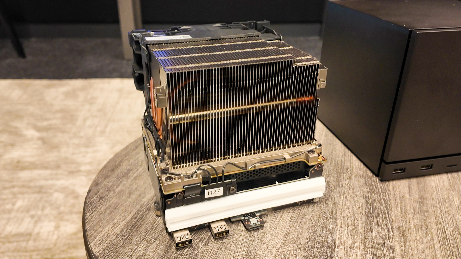 Valve&#039;s new Steam Machine during a visit to Valve HQ in Bellevue, Washington. The Steam Machine is a compact living room gaming PC.