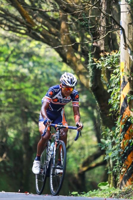 Adiq Hussainie first atop the main climb of the day