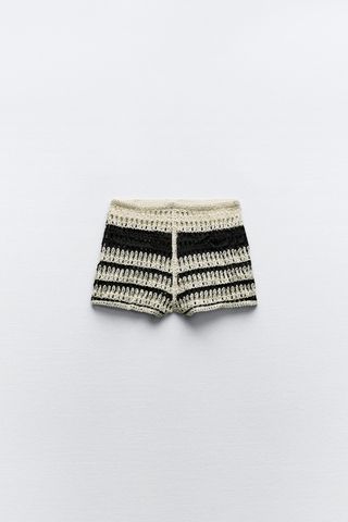 Zara, Striped Crochet Shorts