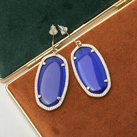 Kendra Scott Elle Earrings Blue Cat's Eye in Gold | $24