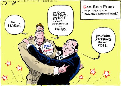 Political cartoon U.S. Ted Cruz Rick Perry DWTS