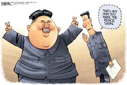 Political cartoon U.S. Kim Jong-Un North Korea negotiations