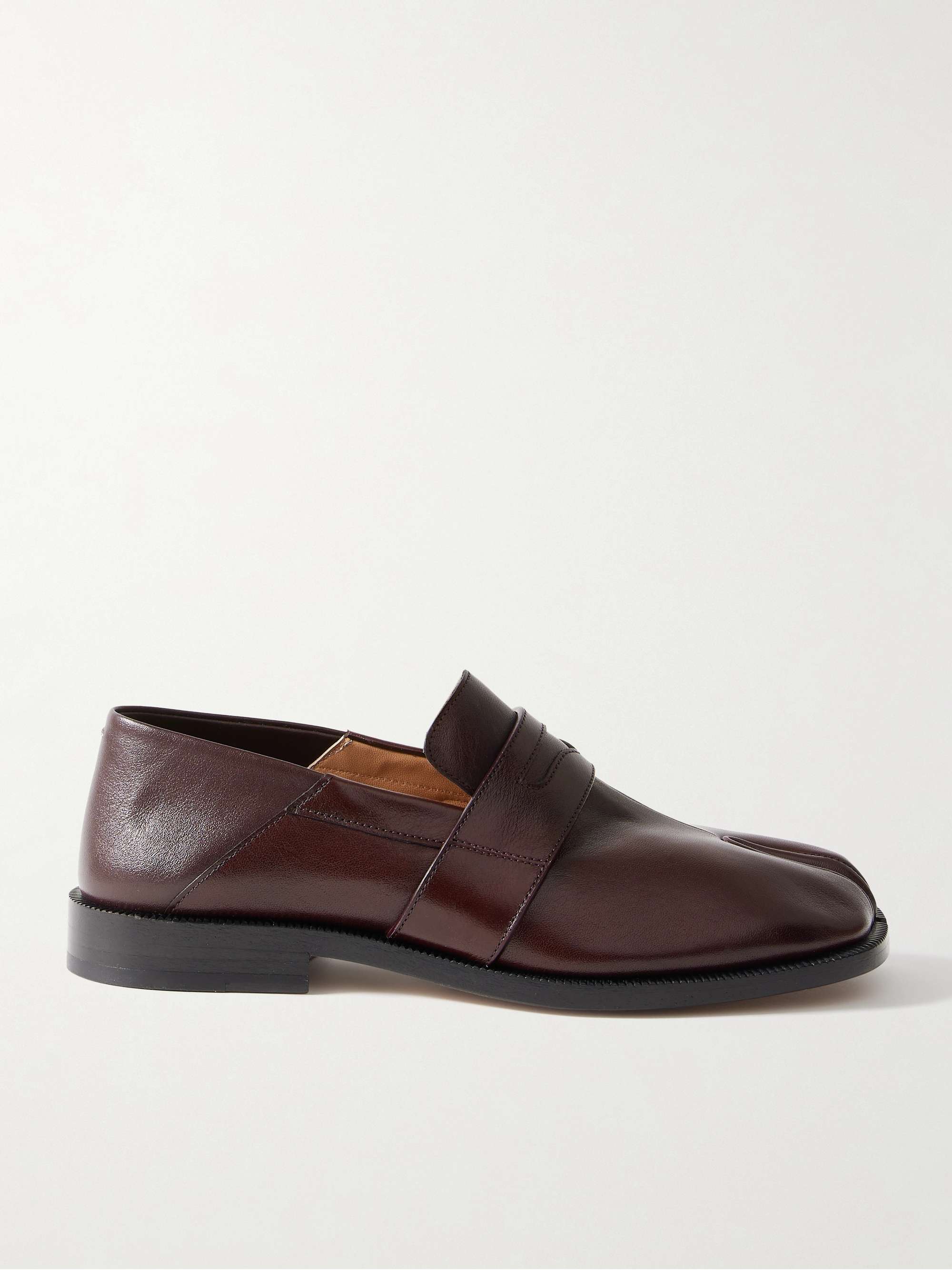 Tabi Split-Toe Collapsible-Heel Leather Loafers