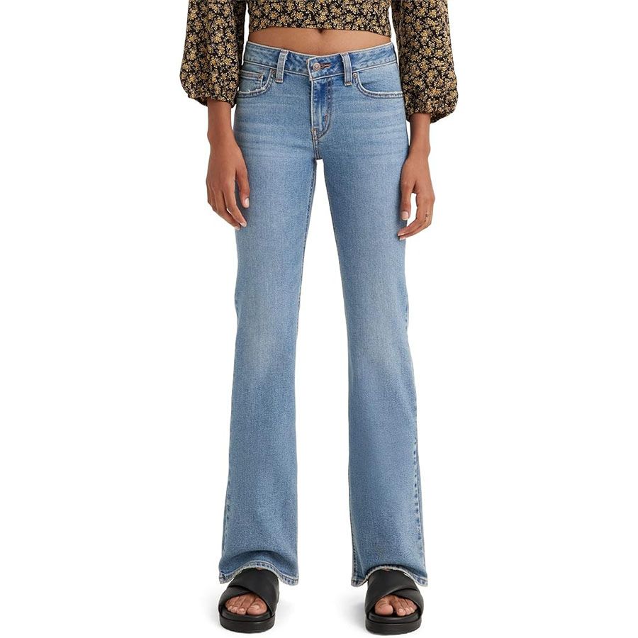 Levi's Women's Superlow Boot Jeans, Medium Indigo Destructed, 27
