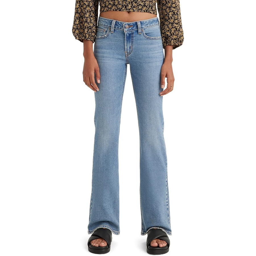Levi's Women's Superlow Boot Jeans, Medium Indigo Destructed, 27