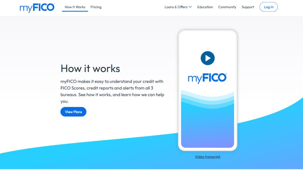 Website screenshot of myFICO (August, 2025)