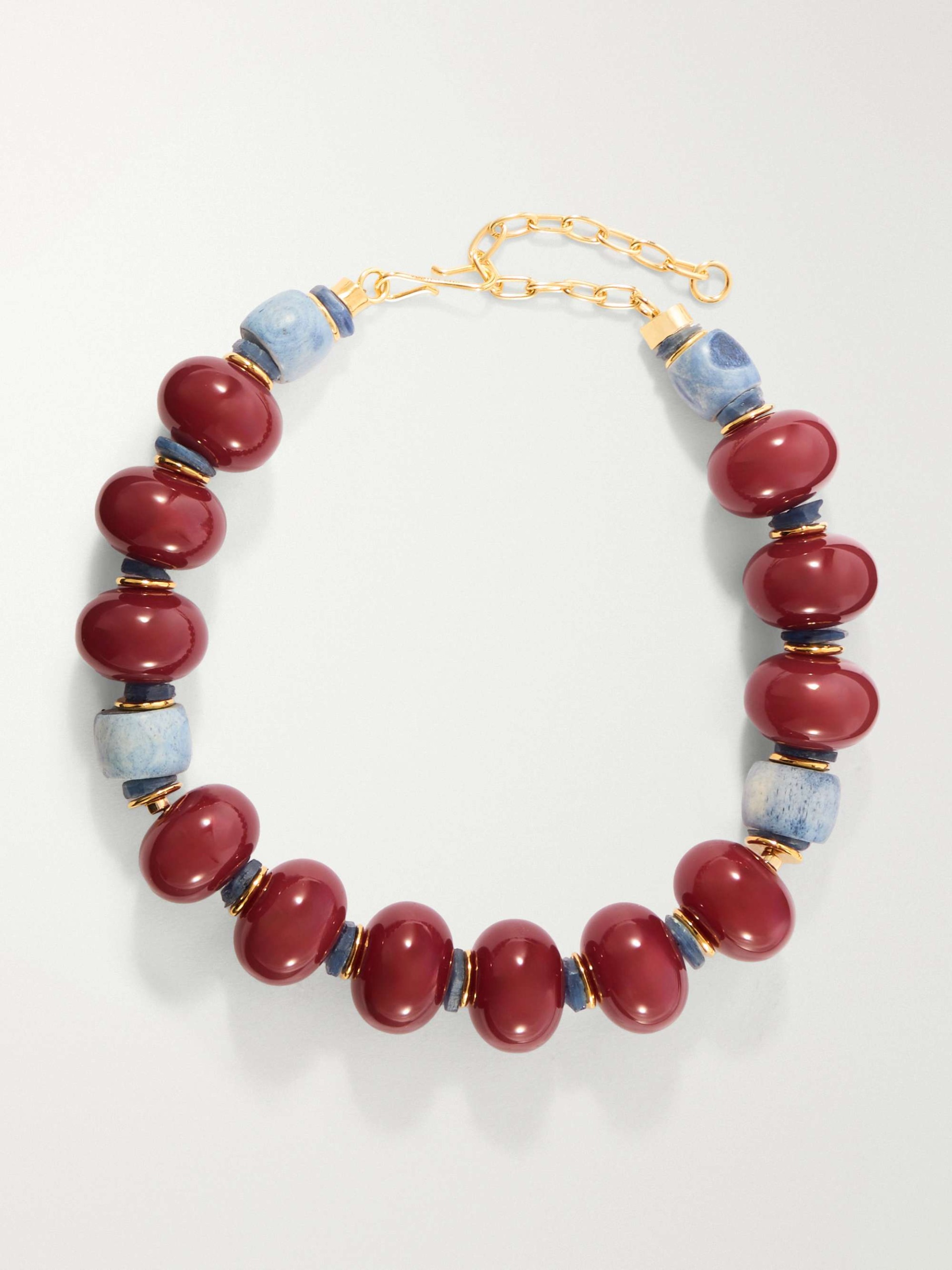 Cosmos Gold-Plated Bone and Kyanite Necklace