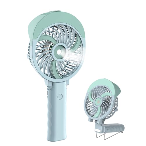Handfan Handheld Fan Misting Hand Held Fan Rechargeable Battery Operated Portable 3 Speeds & 55ml Spray &180°foldable With Metal Clip Usb Personal Water Fan for Travel Camping Outdoor Women