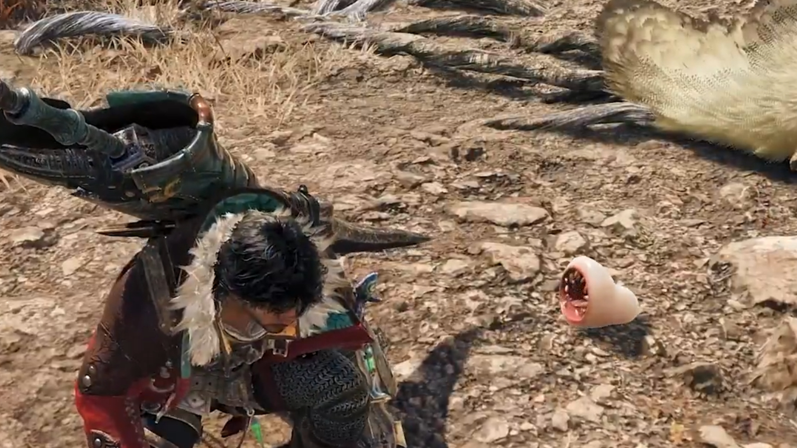 A small Khezu spawn prepares to launch itself at a hunter in Monster Hunter Wilds: Ascendance.