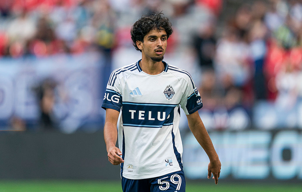 Jeevan Badwal of the Vancouver Whitecaps looks on during an MLS game against the Seattle Sounders at BC Place on June 8, 2025