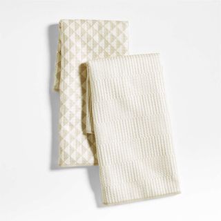 Modern Check Alabaster Beige Recycled Dish Towel