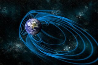 An illustration of Earth&#039;s magnetic field.