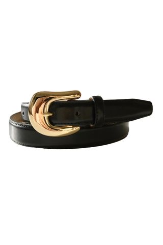 Aureum Collective No. 8 Polished Black Leather & Gold Belt