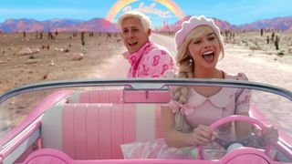 Ryan Gosling and Margot Robbie playing Barbie and Ken in Barbie (2023)