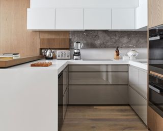 minimalist kitchen with white countertops