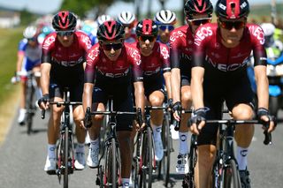 Egan Bernal and Team Ineos racing stage 4 at the Tour de France