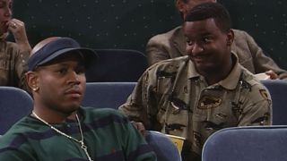 Marion Hill (LL Cool J) speaks to Carlton Banks (Alfonso Ribeiro) on In The House