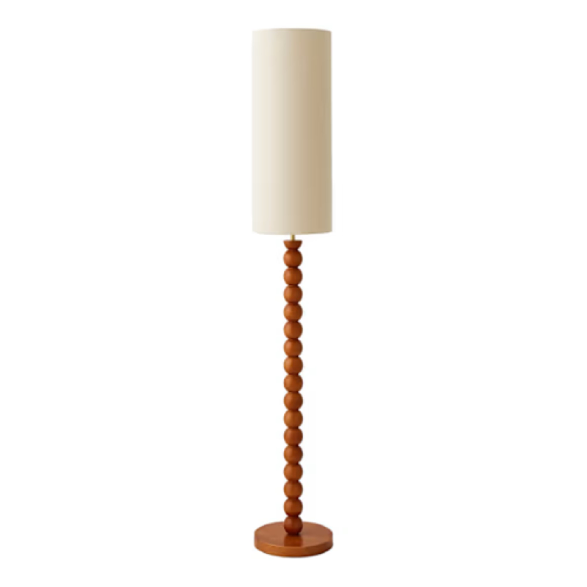 ValueLights Wyatt Wooden Bobbin Floor Lamp with Tall Linen Shade product