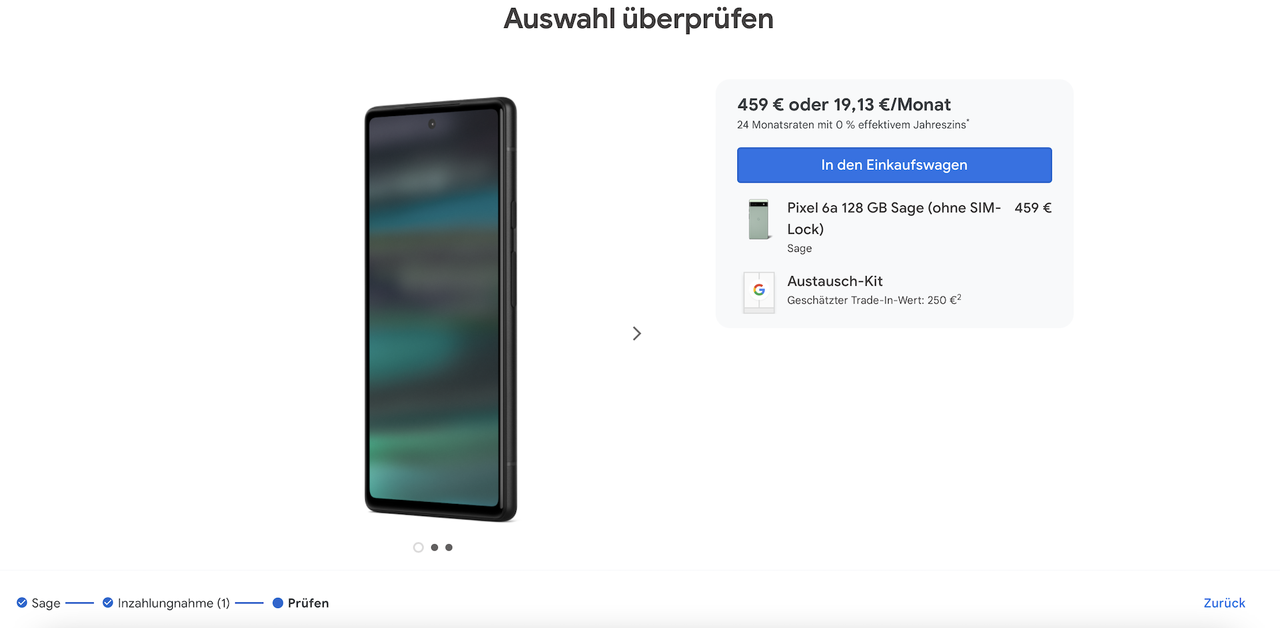 Google Pixel 6a Purchase via Trade-In Step 5