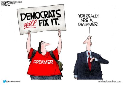 Political cartoon U.S. DACA Dreamers immigration Democrats